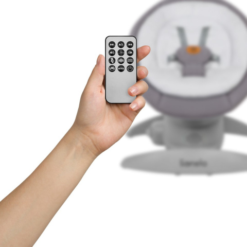 MELL Lionelo leżaczek bujaczek elektryczny z melodiami do 9 kg - Grey Stone