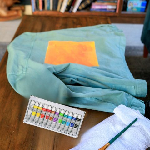 ZESTAW FARB DO TKANIN FARBY DO MALOWANIA UBRAŃ ODZIEŻY BUTÓW BARWNIK 12 szt