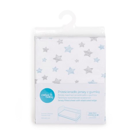 CEBA 823-076-603 Prześcieradło jersey z gumką 120x60 Blue Stars