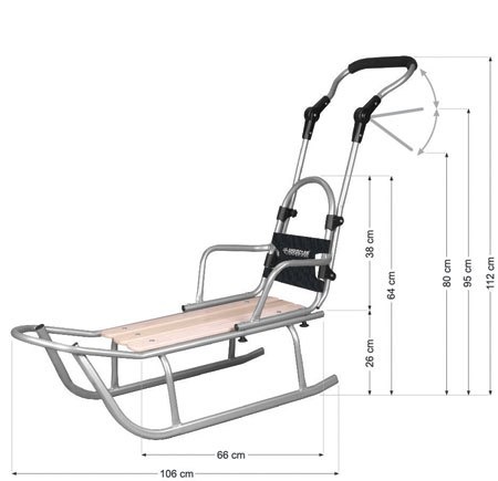BabyActive Sanki z oparciem i regulowanym prowadnikiem