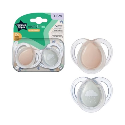 TOMMEE TIPPEE TTP43338095 Smoczki uspokajające NIGHT TIME 0-6m mix 2pak