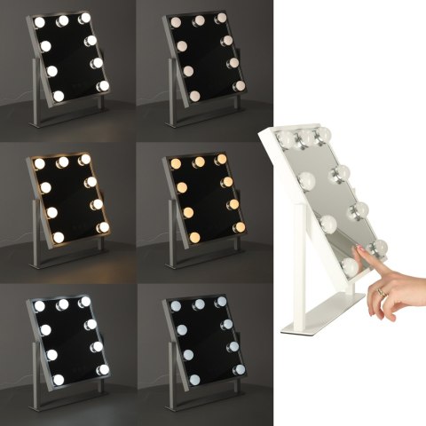 Lusterko do makijażu kosmetyczne podświetlane 9 LED Hollywood z 9 żarówkami USB 25 x 30 cm