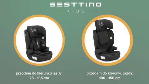 ROCKER PRO i-Size Sesttino 9-36 kg fotelik samochodowy 76-150cm do ok. 12 roku życia - Black