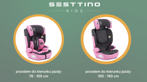 ROCKER PRO i-Size Sesttino 9-36 kg fotelik samochodowy 76-150cm do ok. 12 roku życia - Pink
