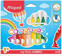 Flamastry markery w pudełku z zawiasami dla maluchów Jumbo Color 12 kolorów Maped