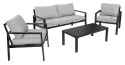 Meble Ogrodowe Aluminiowe Sofa + Dwa Fotele + Stolik