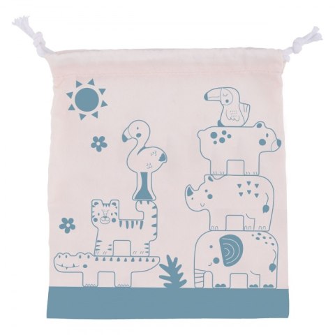 TOOKY TOY Drewniane Klocki Układanka Wieża Stacker Stosy Zwierzątka Montessori 13 el.