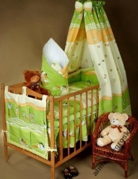 AlmaBaby Pościel Dziecięca - Zestaw 10 elementów Baldachim Szyfon 100x135