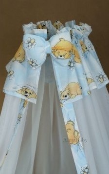 AlmaBaby Pościel Dziecięca - Zestaw 10 elementów Baldachim Szyfon 100x135