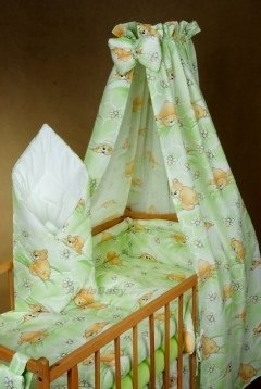 AlmaBaby Pościel Dziecięca - Zestaw 10 elementów Baldachim Szyfon 100x135