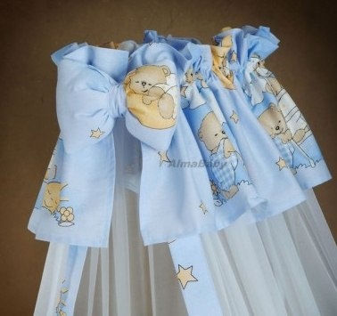 AlmaBaby Pościel Dziecięca - Zestaw 10 elementów Baldachim Szyfon 100x135