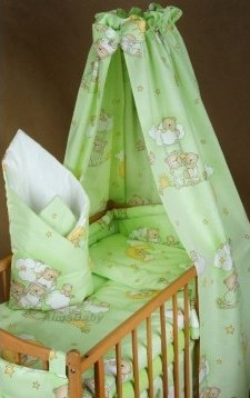AlmaBaby Pościel Dziecięca - Zestaw 10 elementów Baldachim Tkanina 100x135