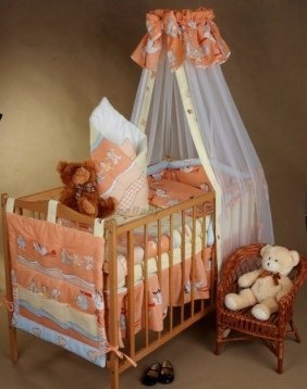 AlmaBaby Pościel Dziecięca - Zestaw 10 elementów Baldachim Tkanina 100x135