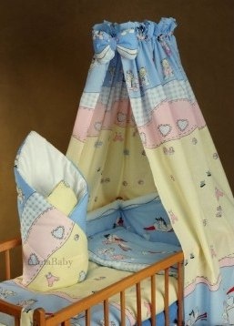AlmaBaby Pościel Dziecięca - Zestaw 10 elementów Baldachim Tkanina 100x135