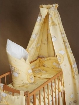 AlmaBaby Pościel Dziecięca - Zestaw 10 elementów Baldachim Tkanina 100x135