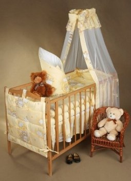 AlmaBaby Pościel Dziecięca - Zestaw 10 elementów Baldachim Tkanina 100x135