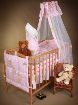 AlmaBaby Pościel Dziecięca - Zestaw 10 elementów Baldachim Tkanina 100x135