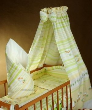 AlmaBaby Pościel Dziecięca - Zestaw 10 elementów Baldachim Tkanina 100x135