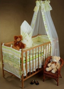 AlmaBaby Pościel Dziecięca - Zestaw 10 elementów Baldachim Tkanina 100x135