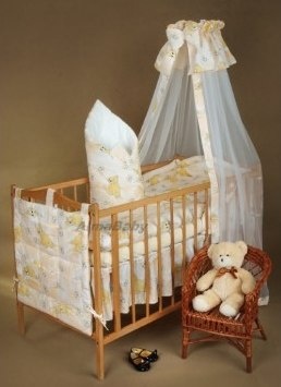 AlmaBaby Pościel Dziecięca - Zestaw 10 elementów Baldachim Tkanina 100x135