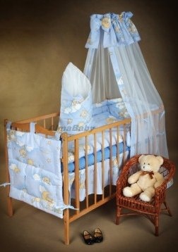 AlmaBaby Pościel Dziecięca - Zestaw 10 elementów Baldachim Tkanina 100x135