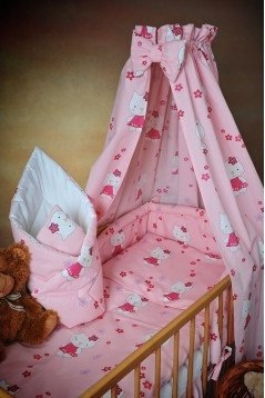 AlmaBaby Pościel Dziecięca - Zestaw 10 elementów Baldachim Tkanina 100x135