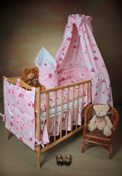 AlmaBaby Pościel Dziecięca - Zestaw 10 elementów Baldachim Tkanina 100x135