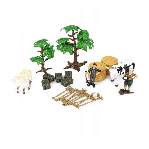 WOOPIE Zestaw Maszyn Rolniczych Traktor Ciągnik Zagroda Mini Farma Osada Rolnicy Skala: 1:24