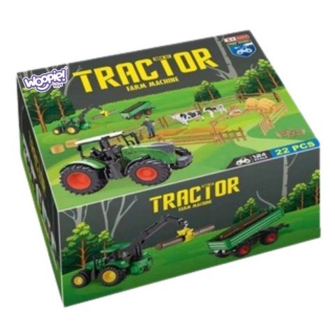 WOOPIE Zestaw Mini Farma Traktor Zwierzęta Osada Farma Rolnik 1:24