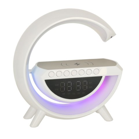 Lampka LED Gamingowa RGB głośnik ładowarka indukcyjna radio budzik zegar