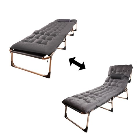 Łóżko turystyczne LUARO składane polowe biznesowe 193 cm ciemny szary