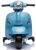 Jeździk akumulatorowy Scooter Vespa z siedzeniem z ekoskóry z przeszyciem i oparciem niebieski