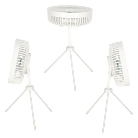 Wentylator biurkowy wiatrak stojący bezprzewodowy USB na pilot z lampką 4 poziomy mocy 18cm biały