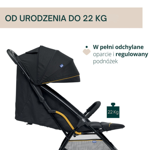 Chicco GLEE Kompaktowy wózek spacerowy do 22 kg - UNEVEN BLACK
