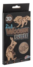 Drewniane puzzle 3D 2 w 1, 2 wz. (rozmiar 10 cm)