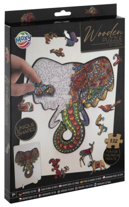 Drewniane puzzle unikalne kształty - Słoń - 132 sz