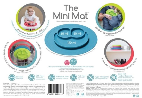 EZPZ Silikonowy talerzyk z podkładką mały 2w1 Mini Mat szary