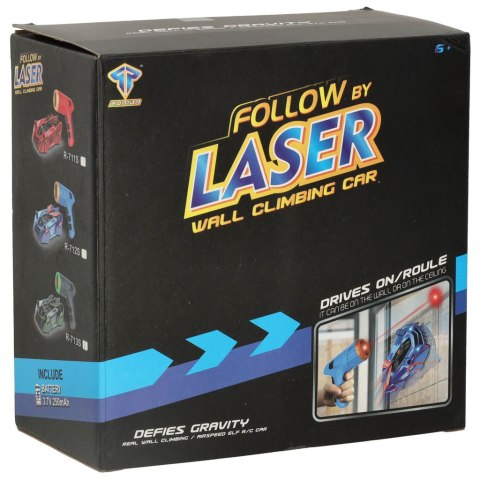 Samochód zdalnie sterowany na pilot laser jeździ po ścianie suficie szary