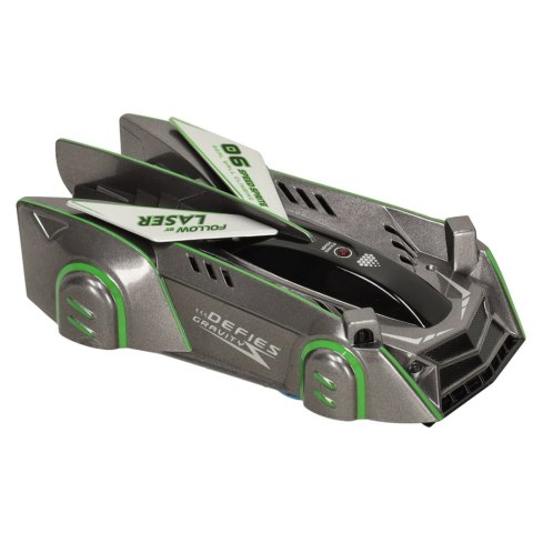 Samochód zdalnie sterowany na pilot laser jeździ po ścianie suficie szary