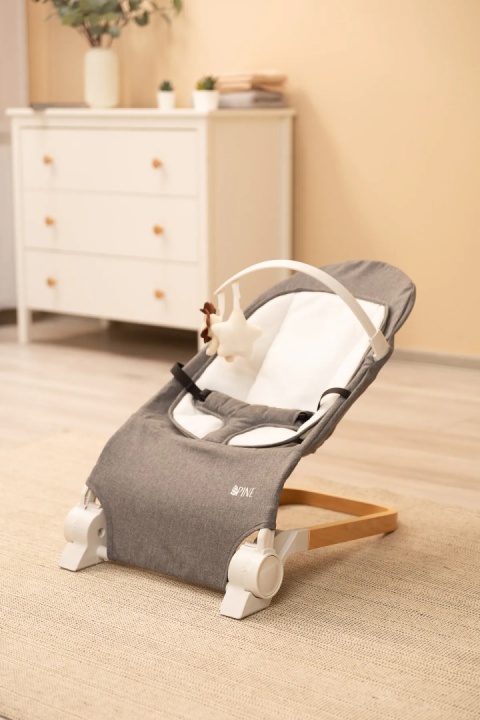PINE Caretero leżaczek dziecięcy do 12 kg - Grey