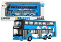 Autobus Piętrowy Wycieczkowy 1:42 Metalowy Światła Niebieski