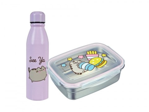 Śniadaniówka Pojemnik Lunchbox metalowy bidon Pusheen kot