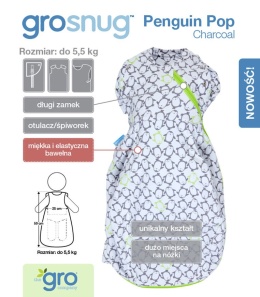 Otulacz-śpiworek Grosnug Penguin Pop Charcoal Cosy, GRO Company