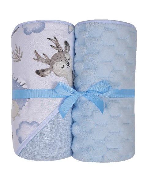 DUET BABY 547 Okrycie kąpielowe DRUK FROTTE 100x100 cm + kocyk KOSTKA 80x90 cm