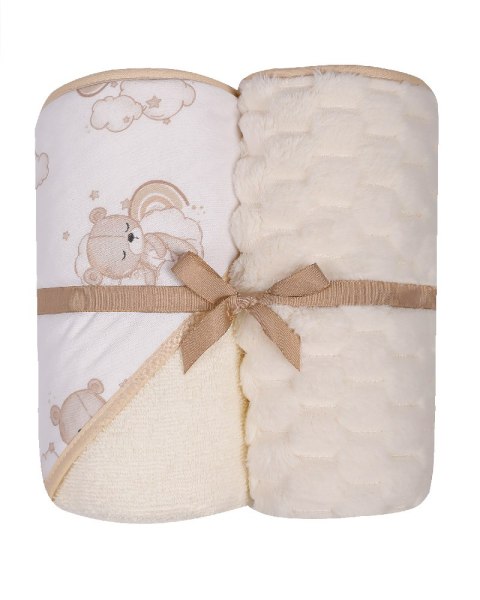 DUET BABY 547 Okrycie kąpielowe DRUK FROTTE 100x100 cm + kocyk KOSTKA 80x90 cm