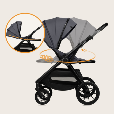 LAYLA Lionelo Wózek głeboko-spacerowy 3w1 z fotelikiem Astrid i-Size - Grey Stone