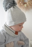 Hi Little One czapka zimowa niemowlęca ALPACA BOHO Grey M Pom Pom