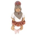 Hi Little One czapka z chustą komplet ALPACA BOHO Cafe Latte/Blush S Pom Pom