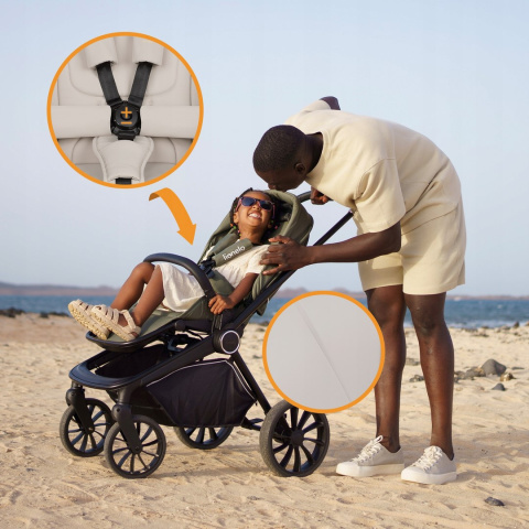 MIKA PLUS Lionelo Wózek głęboko-spacerowy 2w1 - Beige Sand