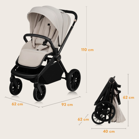 MIKA PLUS Lionelo Wózek głęboko-spacerowy 2w1 - Beige Sand